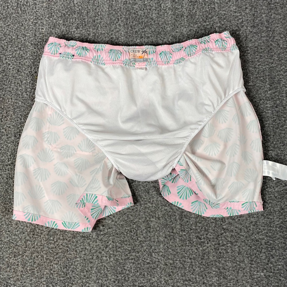 J.Crew Mens Swim Trunks Large Pink Seashell Flex Swimwear BW492 Beach Pool - Picture 12 of 13